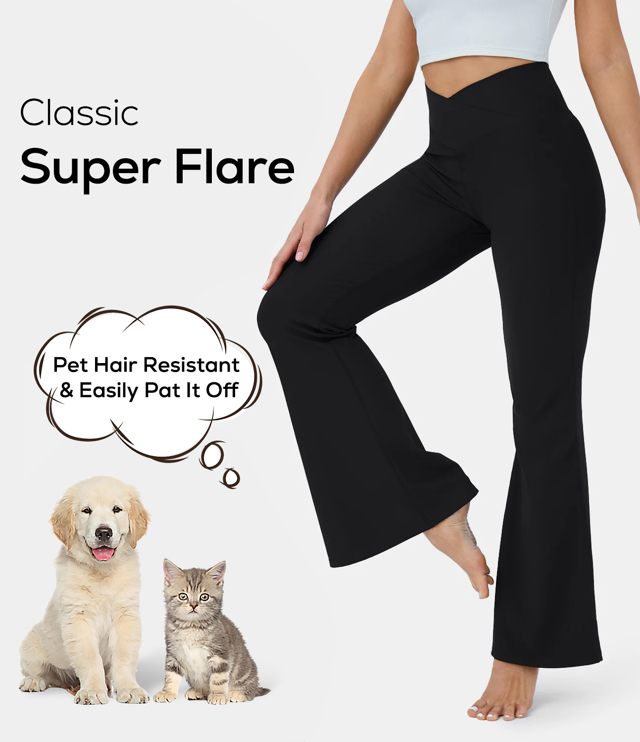 Women's Patitoff™ Flow Pet Hair Resistant Crossover High Waisted Back Pocket Super Flare