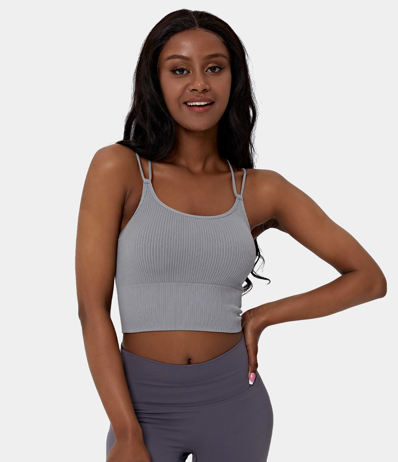 Women's In My Feels Seamless Flow Double Straps V Back Cropped Yoga