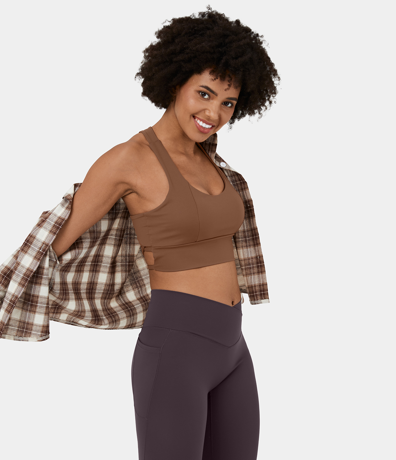 Women's Low Support U Neck Backless Racerback Crisscross Yoga Sports Bra - HALARA | HALARA